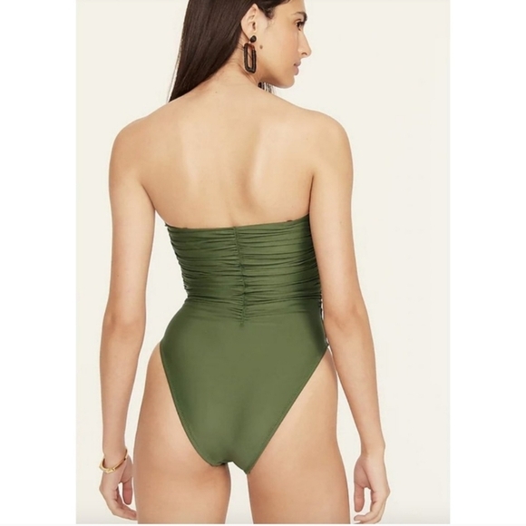 NWT J. Crew Ruched Sweetheart One Piece Swimsuit Safari Green Size 24 BF176 - Picture 3 of 12